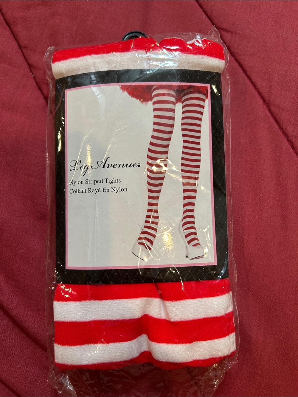 Leg Avenues. Nylon red and White Striped Tights